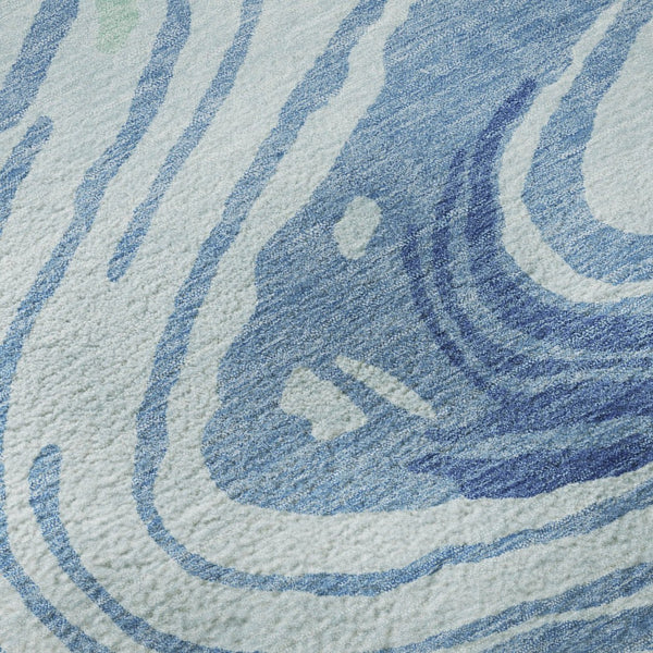 HomeRoots 8' X 10' Sky Blue, Ivory & Sage Abstract Washable Area Rug with UV Protection for Busy Homes 682449