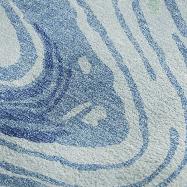 HomeRoots 8' X 10' Sky Blue, Ivory & Sage Abstract Washable Area Rug with UV Protection for Busy Homes 682449