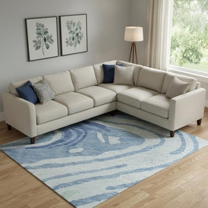 HomeRoots 9' X 12' Sky Blue, Ivory & Sage Abstract Washable Area Rug – Stylish, Durable, UV-Resistant Design! 682450