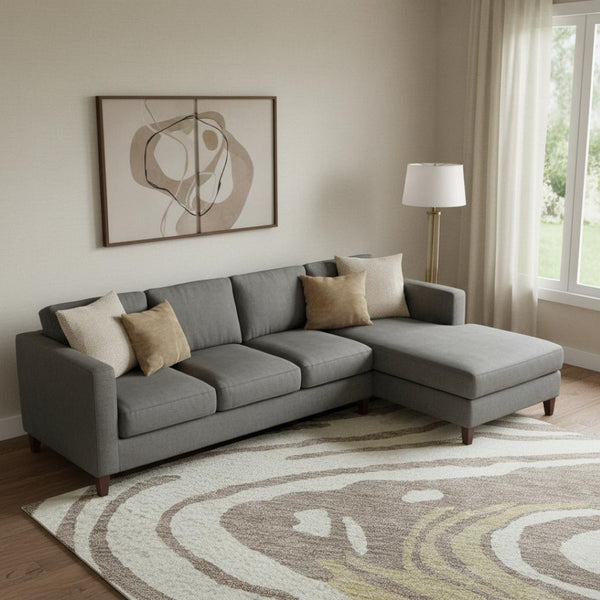 HomeRoots 9' X 12' Stylish Taupe Ivory Gold Abstract Area Rug - Washable, Stain Resistant & UV Protected! 682456