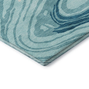 HomeRoots 5' X 8' Turquoise Gray Ivory Abstract Area Rug - Durable, Stain-Resistant, UV Protected for Homes 682459