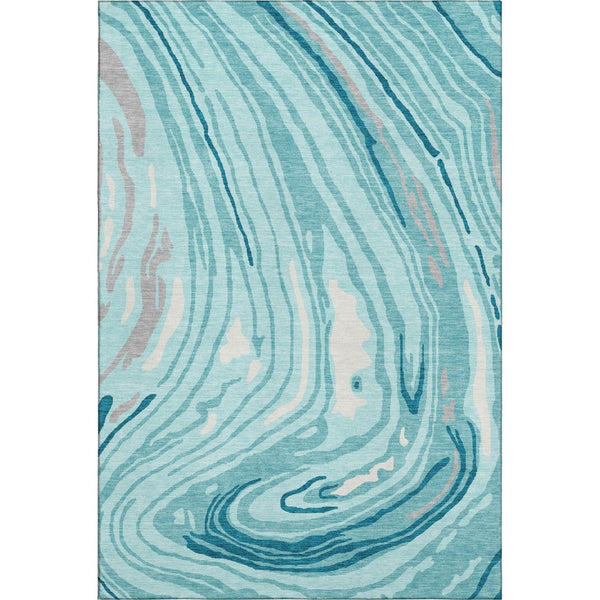 HomeRoots 10' X 14' Contemporary Turquoise Gray Ivory Washable Area Rug - Durable, UV Protected & Stylish 682463