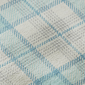 HomeRoots 5' X 8' Aqua Ivory Gray Plaid Area Rug - Stylish, Washable, UV-Resistant for High-Traffic Spaces 682465