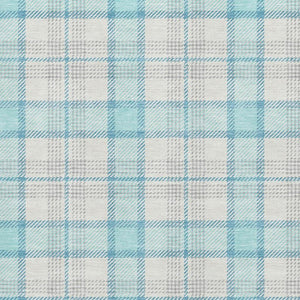 HomeRoots 8' X 10' Aqua, Ivory & Gray Plaid Washable Area Rug – Stain-Resistant, UV Protected & Stylish Decor Solution 682467