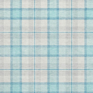 HomeRoots 9' X 12' Aqua, Ivory & Gray Plaid Washable Area Rug - Durable, Soft, UV-Protected for Busy Homes 682468