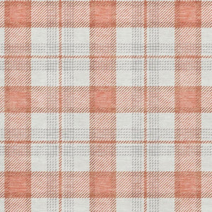 HomeRoots 5' X 8' Coral Ivory Gray Plaid Area Rug - Washable, UV-Protected, Durable & Stylish for Any Room 682471