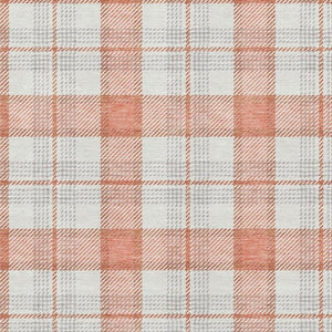 HomeRoots 9' X 12' Coral Ivory & Gray Plaid Washable Area Rug - Durable UV Protection, Stylish & Easy Care 682474
