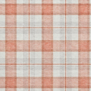 HomeRoots 10' X 14' Coral Ivory Gray Plaid Washable Area Rug – Durable, UV Protected, Perfect for Families 682475