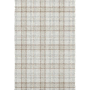 HomeRoots 5' X 8' Linen Beige Gray Plaid Area Rug – Washable, UV Protected, Durable & Stylish for Any Space 682477