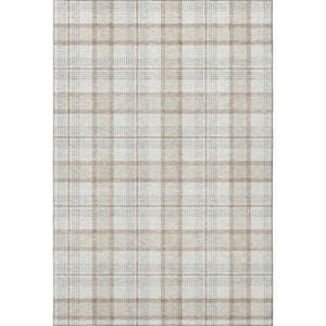 HomeRoots 5' X 8' Linen Beige Gray Plaid Area Rug – Washable, UV Protected, Durable & Stylish for Any Space 682477