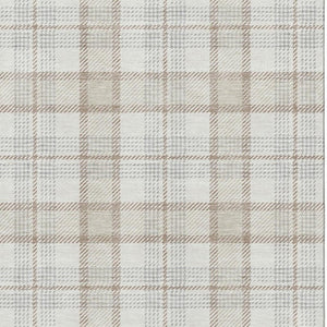 HomeRoots 8' X 10' Linen Beige and Gray Plaid Washable Area Rug - Stain Resistant, UV Protected, Durable Design 682479