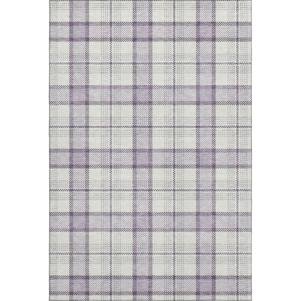 HomeRoots 5' X 8' Lavender Plaid Area Rug – Washable, Stain Resistant, Durable with UV Protection for Homes 682483
