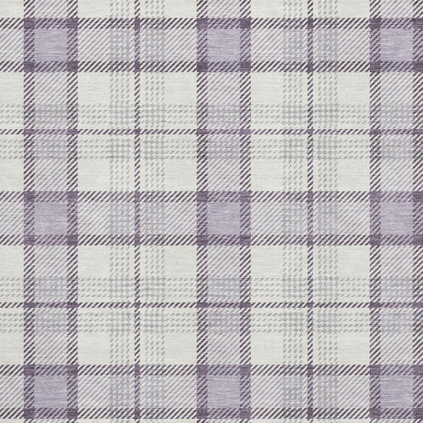 HomeRoots 5' X 8' Lavender Plaid Area Rug – Washable, Stain Resistant, Durable with UV Protection for Homes 682483
