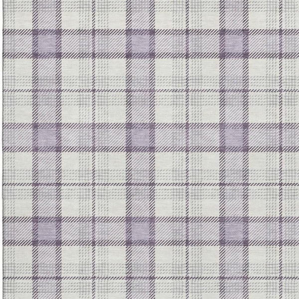 HomeRoots 5' X 8' Lavender Plaid Area Rug – Washable, Stain Resistant, Durable with UV Protection for Homes 682483