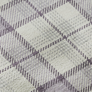 HomeRoots 8' Lavender Plaid Round Rug – Washable, UV-Protected, Durable, Stain-Resistant for Active Homes 682484
