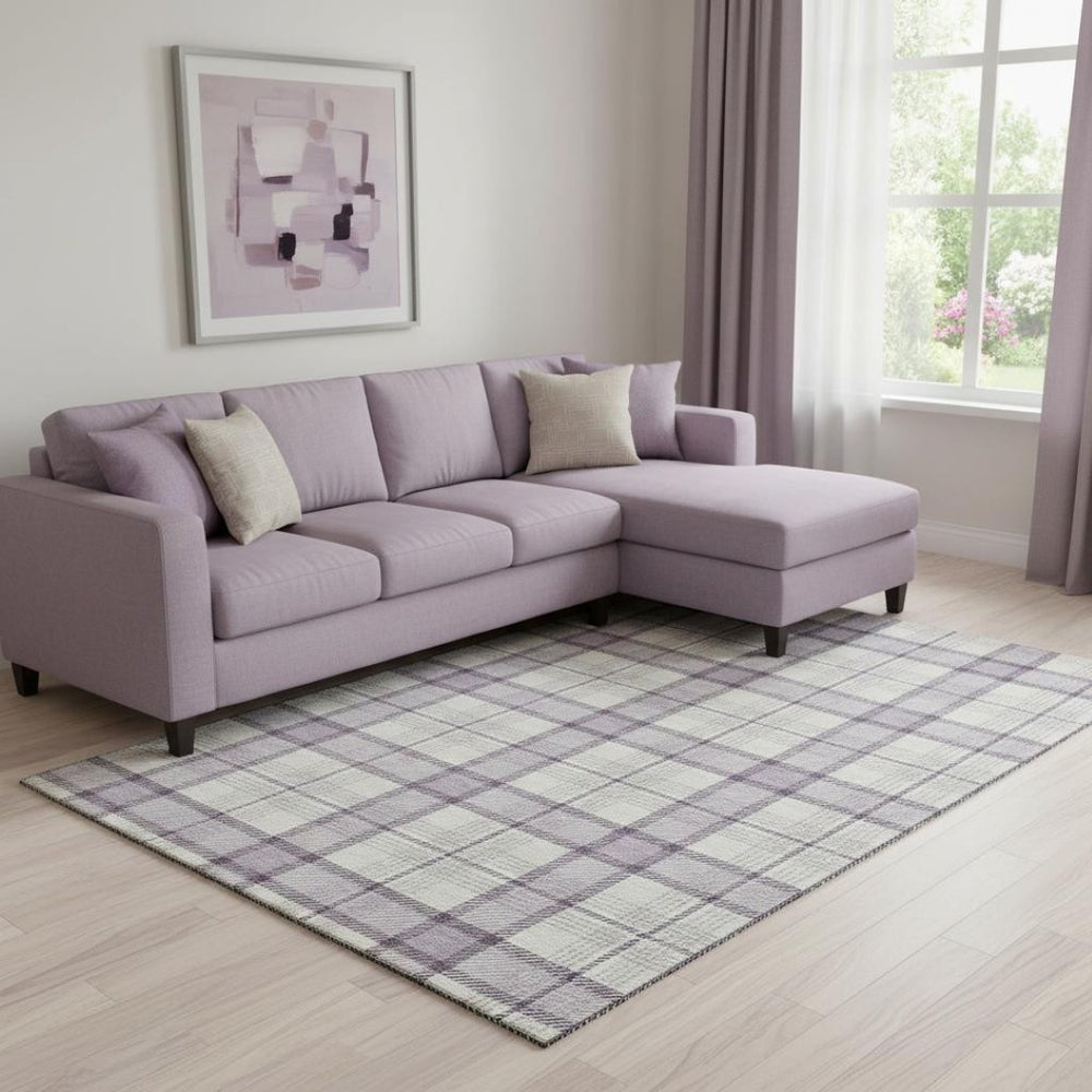 HomeRoots 8' X 10' Stylish Lavender Plaid Area Rug with UV Protection & Stain Resistance for Family Spaces 682485