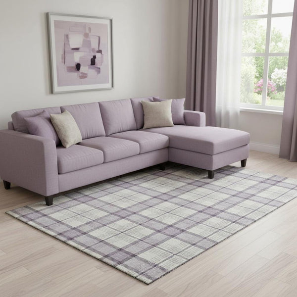 HomeRoots 8' X 10' Stylish Lavender Plaid Area Rug with UV Protection & Stain Resistance for Family Spaces 682485