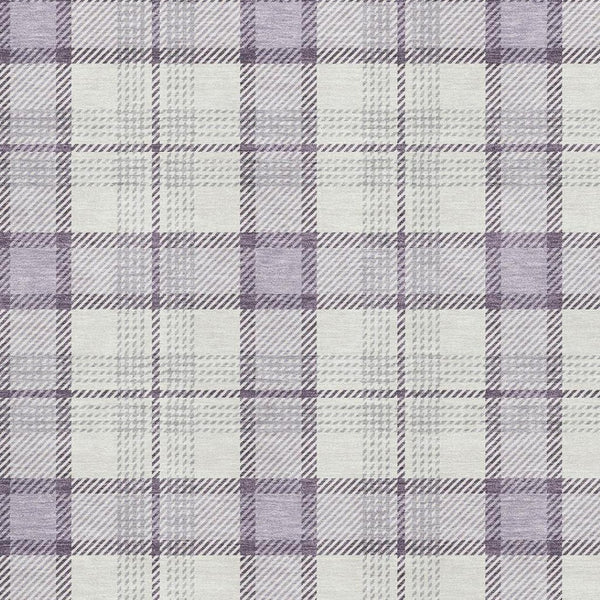 HomeRoots 9' X 12' Stylish Lavender, Ivory & Purple Plaid Area Rug - Washable, UV Protected & Pet Friendly! 682486