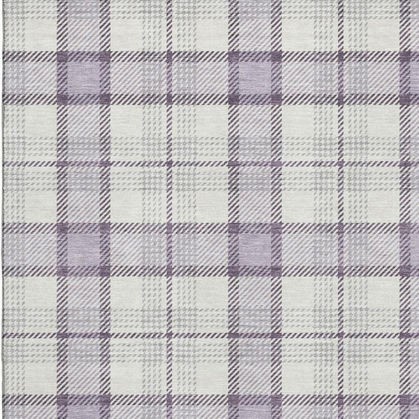 HomeRoots 10' X 14' Stylish Lavender Plaid Area Rug - Washable, Stain-Resistant, UV Protected for Busy Homes 682487