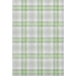 HomeRoots 5' X 8' Stylish Mint Green, Ivory & Gray Plaid Washable Area Rug with UV Protection for Homes 682489