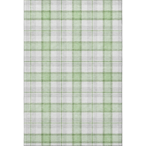 HomeRoots 5' X 8' Stylish Mint Green, Ivory & Gray Plaid Washable Area Rug with UV Protection for Homes 682489