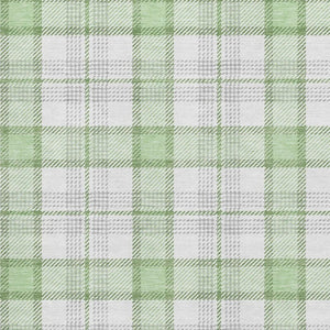 HomeRoots 8' X 10' Mint Green Plaid Area Rug - Washable, UV-Protected, Stylish, Durable & Family-Friendly Decor 682491