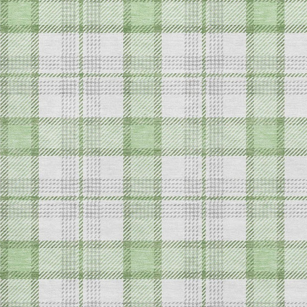 HomeRoots 8' X 10' Mint Green Plaid Area Rug - Washable, UV-Protected, Stylish, Durable & Family-Friendly Decor 682491