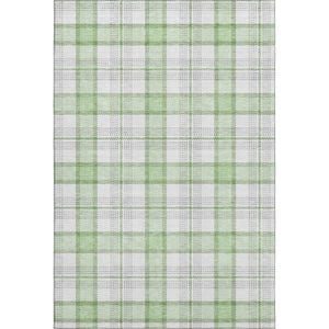 HomeRoots 9' X 12' Stylish Mint Green Plaid Washable Area Rug - Durable, UV Protected, Perfect for Family Spaces! 682492