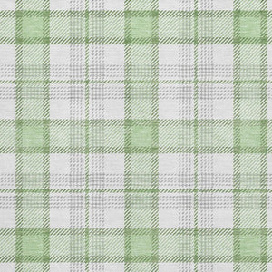 HomeRoots 9' X 12' Stylish Mint Green Plaid Washable Area Rug - Durable, UV Protected, Perfect for Family Spaces! 682492