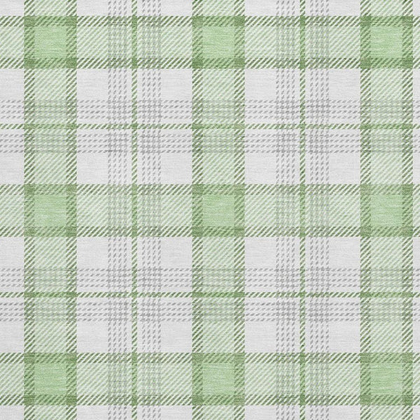 HomeRoots 9' X 12' Stylish Mint Green Plaid Washable Area Rug - Durable, UV Protected, Perfect for Family Spaces! 682492