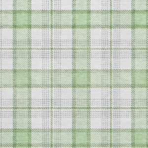 HomeRoots 10' Mint Green, Ivory & Gray Plaid Area Rug - Washable, UV Protected, Durable for Everyday Living Spaces 682493