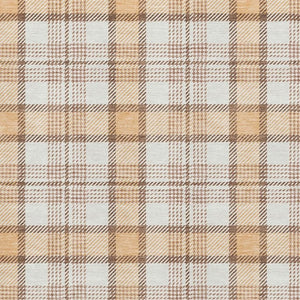 HomeRoots 8' X 10' Stylish Peach Ivory Brown Plaid Washable Area Rug - UV Protected, Durable & Easy Care 682497