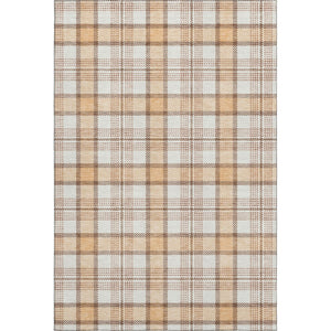 HomeRoots 9' X 12' Peach Ivory Brown Plaid Area Rug - Durable, Stain-Resistant, UV Protected for Homes & Kids 682498