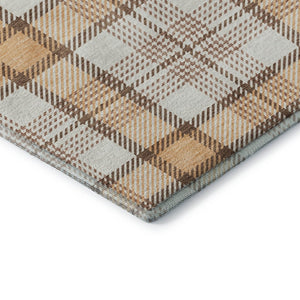 HomeRoots 9' X 12' Peach Ivory Brown Plaid Area Rug - Durable, Stain-Resistant, UV Protected for Homes & Kids 682498