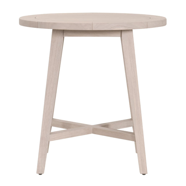 Essentials for Living Carmel Outdoor Solid Teak Round Counter Table with Natural Washed Finish for Patios 6825-RDCTR.W-ET