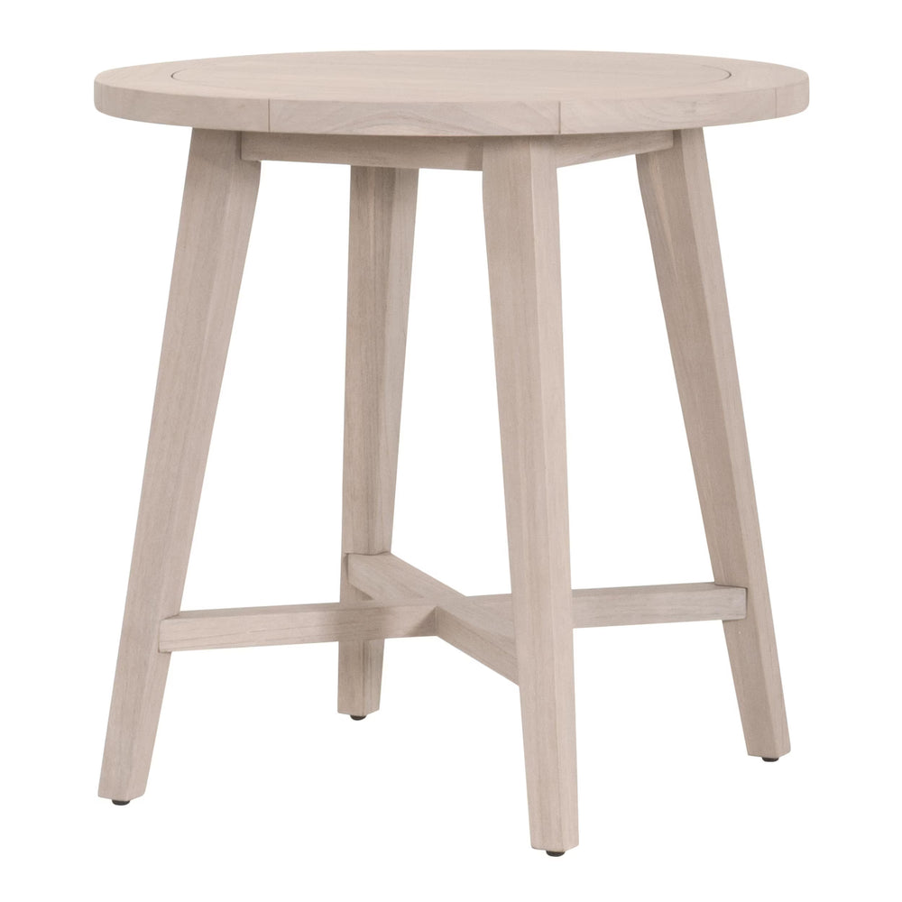 Essentials for Living Carmel Outdoor Solid Teak Round Counter Table with Natural Washed Finish for Patios 6825-RDCTR.W-ET