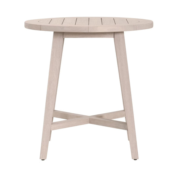 Essentials for Living Carmel Outdoor Solid Teak Round Counter Table with Natural Washed Finish for Patios 6825-RDCTR.W-ET
