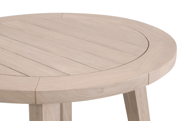 Essentials for Living Carmel Outdoor Solid Teak Round Counter Table with Natural Washed Finish for Patios 6825-RDCTR.W-ET