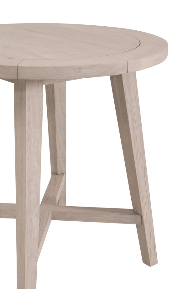 Essentials for Living Carmel Outdoor Solid Teak Round Counter Table with Natural Washed Finish for Patios 6825-RDCTR.W-ET