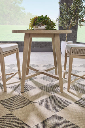 Essentials for Living Carmel Outdoor Solid Teak Round Counter Table with Natural Washed Finish for Patios 6825-RDCTR.W-ET