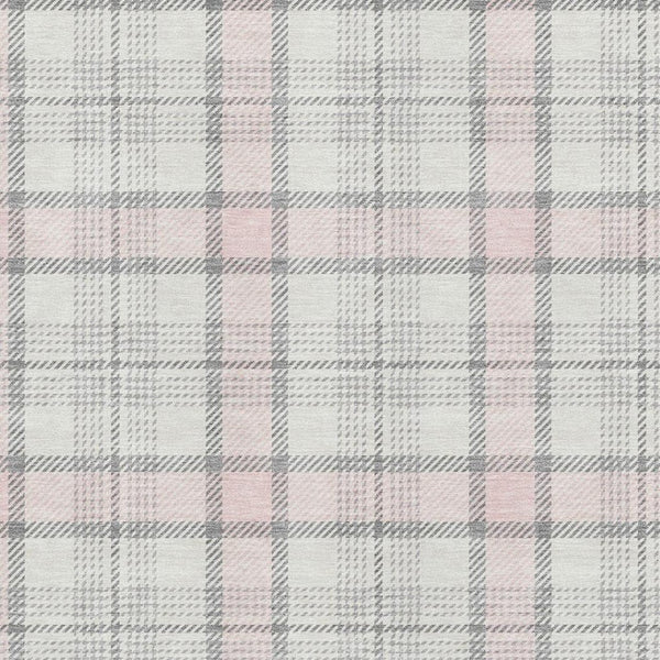 HomeRoots 5' X 8' Washable Pink, Ivory & Gray Plaid Area Rug with UV Protection, Stain Resistance & Durability 682501