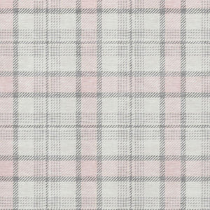 HomeRoots 10' X 14' Washable Pink Ivory Gray Plaid Area Rug - Stain Resistant, UV Protected, Perfect for Homes! 682505