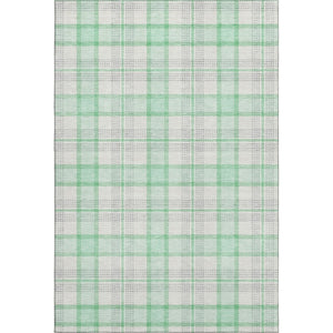 HomeRoots 5' X 8' Aqua Ivory Green Plaid Washable Area Rug with UV Protection for Stylish, Low-Maintenance Living 682507