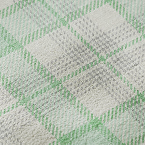 HomeRoots 5' X 8' Aqua Ivory Green Plaid Washable Area Rug with UV Protection for Stylish, Low-Maintenance Living 682507