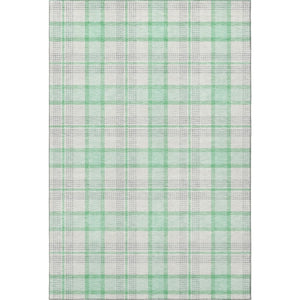 HomeRoots 5' X 8' Aqua Ivory Green Plaid Washable Area Rug with UV Protection for Stylish, Low-Maintenance Living 682507