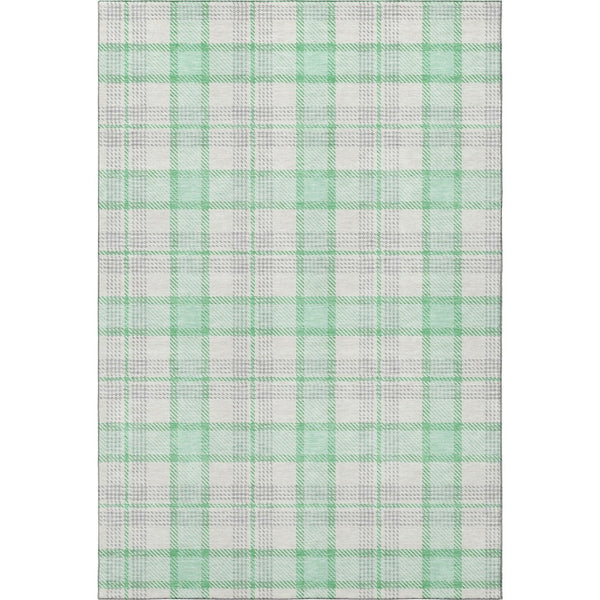 HomeRoots 5' X 8' Aqua Ivory Green Plaid Washable Area Rug with UV Protection for Stylish, Low-Maintenance Living 682507