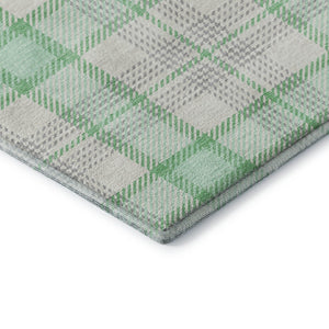 HomeRoots 10' X 14' Aqua Ivory Green Plaid Washable Area Rug with Stain Resistance & UV Protection for Homes 682511