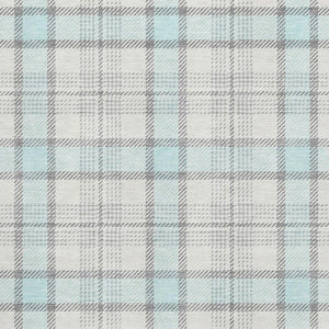 HomeRoots 5' X 8' Sky Blue, Ivory & Gray Plaid Washable Area Rug with UV Protection for Homes with Kids & Pets 682513