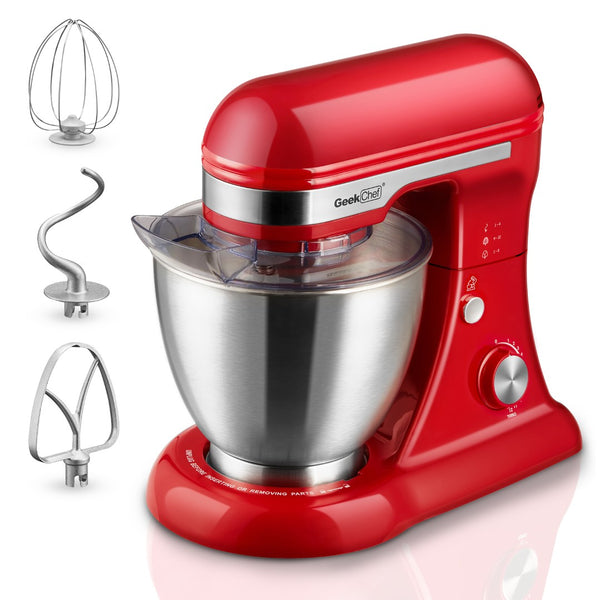 English Elm Geek Chef Tilt-head Stand Mixer Copper Motor Planetary Action 4.8qt Stainless Bowl Red W1002P416166