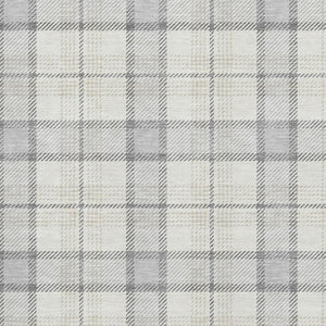 HomeRoots 9' X 12' Elegant Silver Ivory Gray Plaid Washable Area Rug with Durable UV Protection & Style 682522